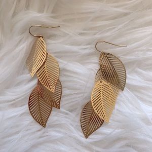 3/$20 Hanging gold leaf earrings
